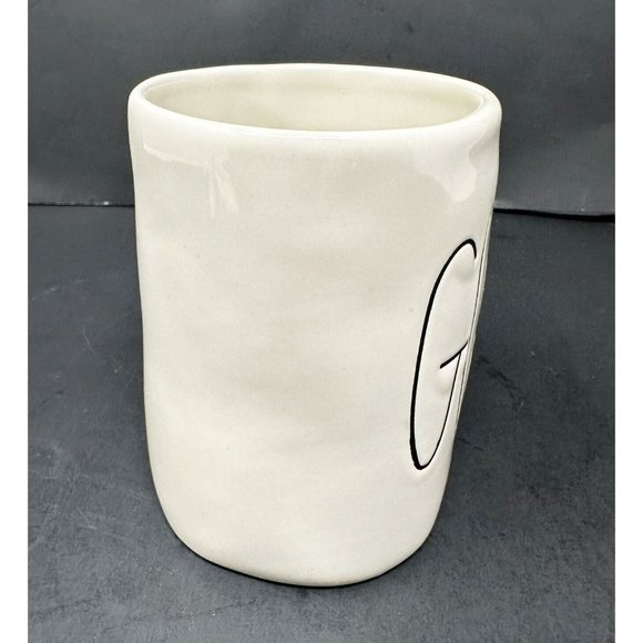 Early RAE DUNN Magenta Big M Stamp GULP Coffee Cup Mug LL Long Letter Font HTF - Picture 4 of 7